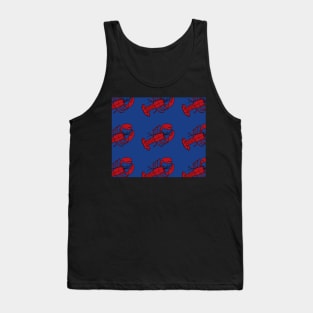 Red Lobsters on Blue Background Lobster Sea Life Animal Social Distancing FaceMask Tank Top